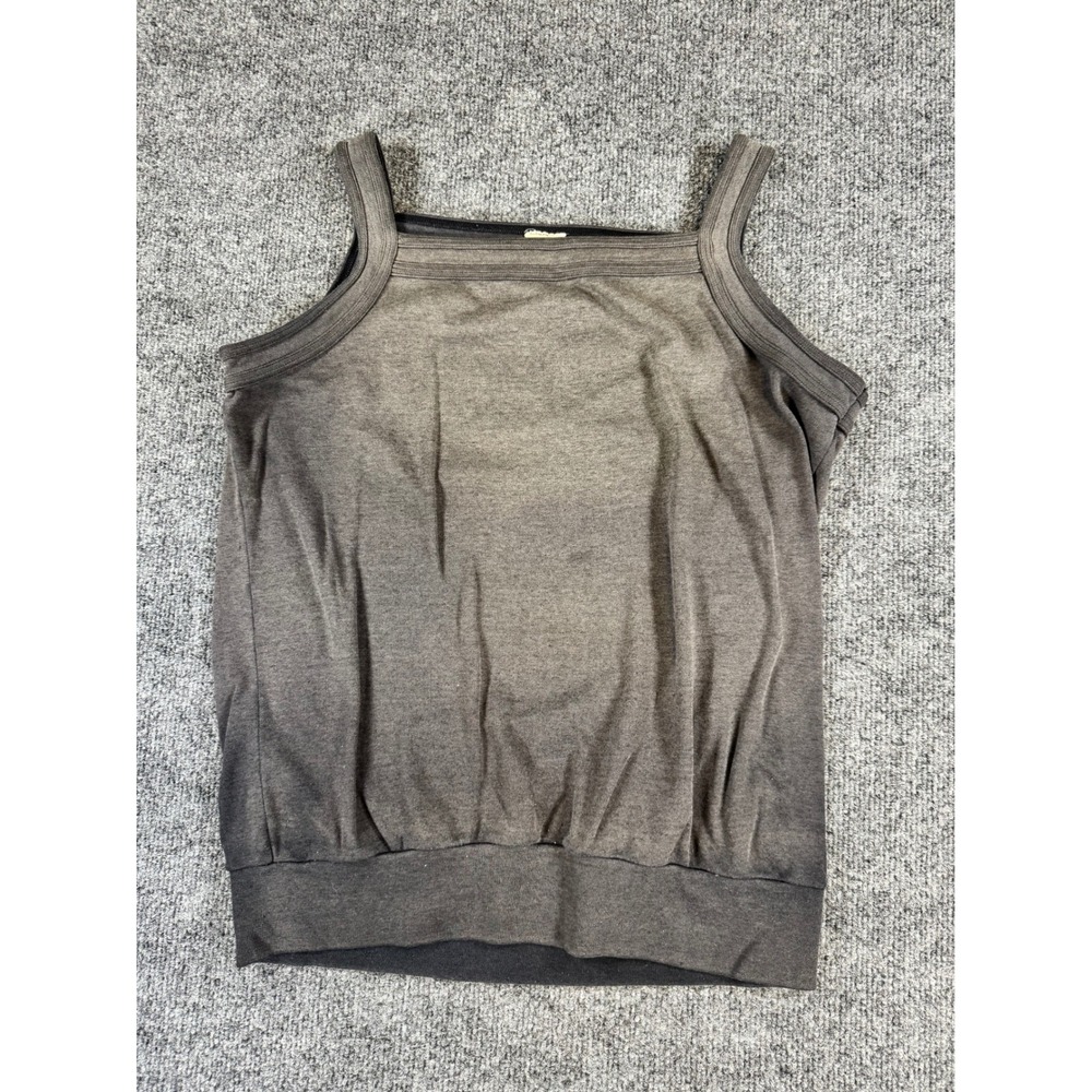 Vintage Sears Womens Gray Square Neck Tank Top Banded Hem Sleeveless Shirt